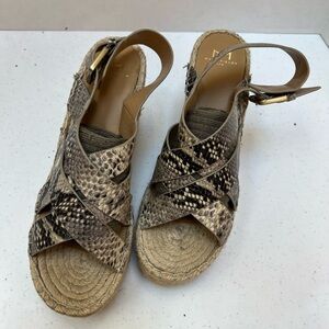 Marc Fisher Espadrille Sandal Womens Size 10 Platform Wedge Snake Print